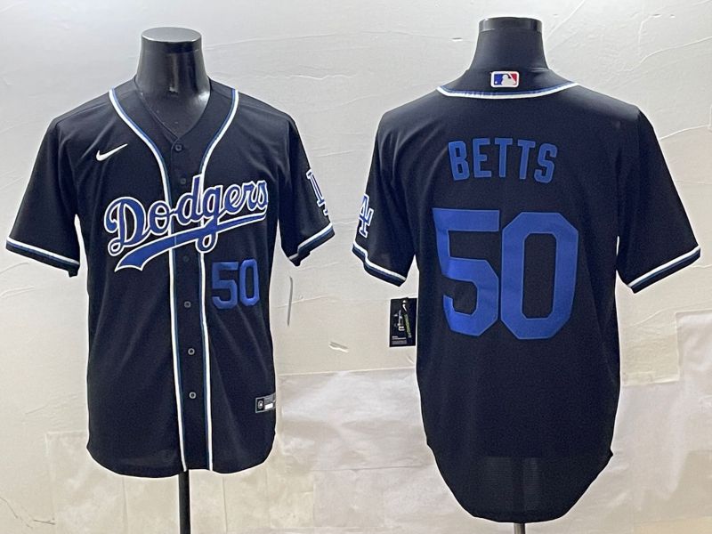 Men 2025 Los Angeles Dodgers #50 Betts Black Three generations Fashion Nike MLB Jersey style 4->los angeles dodgers->MLB Jersey